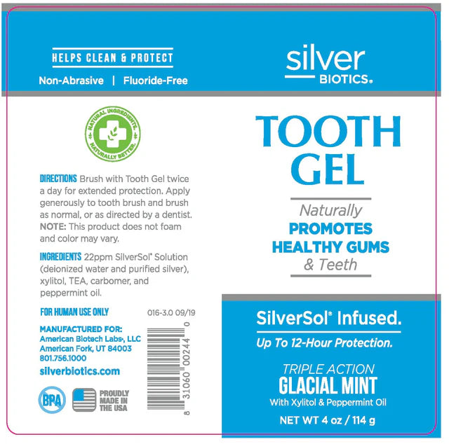 Silver Biotics Tooth Gel Glacial Mint - 4 oz