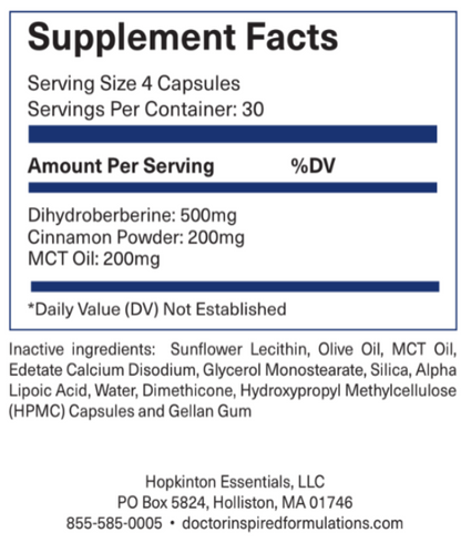 Berberine, Cinnamon & MCT Oil - 120 caps